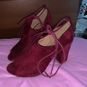 Maroon high heels
